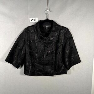 Mossimo Cropped Jacket Womens Medium Black Textured Boho Cocktail Whimsigoth